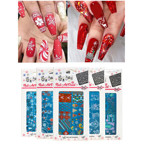Snowflake Nails Stencil Stamp Christmas Nails Art Stamping-MS03 1