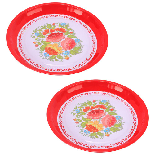 2Stk Snackteller Chinesisch Servierteller Festtags- Tablett 2