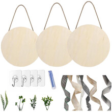 3 Sets Diy Holz Kreis Schild Blanko Willkommen Türdekoration
