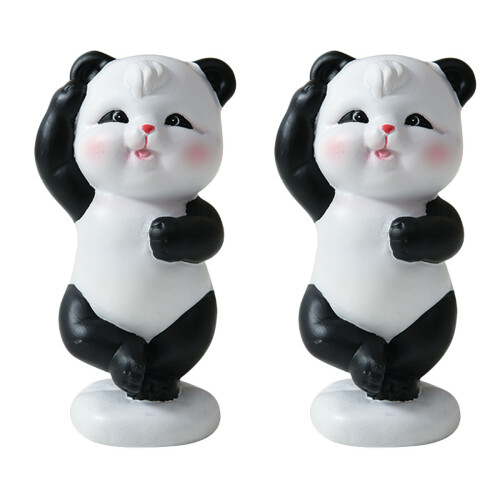 2Stk Panda Figur Mini Harz Für Garten 1