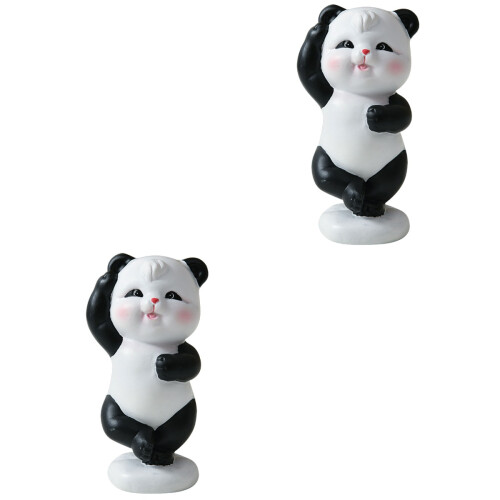 2Stk Panda Figur Mini Harz Für Garten 2