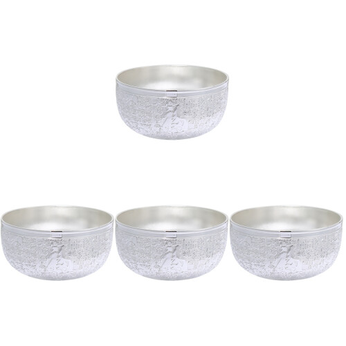 4Stk Silber Geschnitzte Reisschale 1