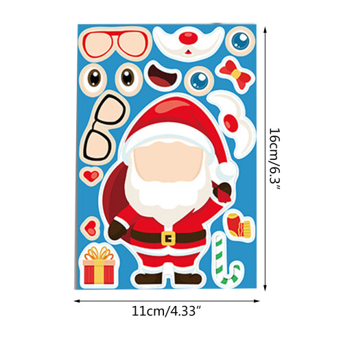 8Sheets DIY Puzzle Sticker Set Face Changing Santa Christmas 2