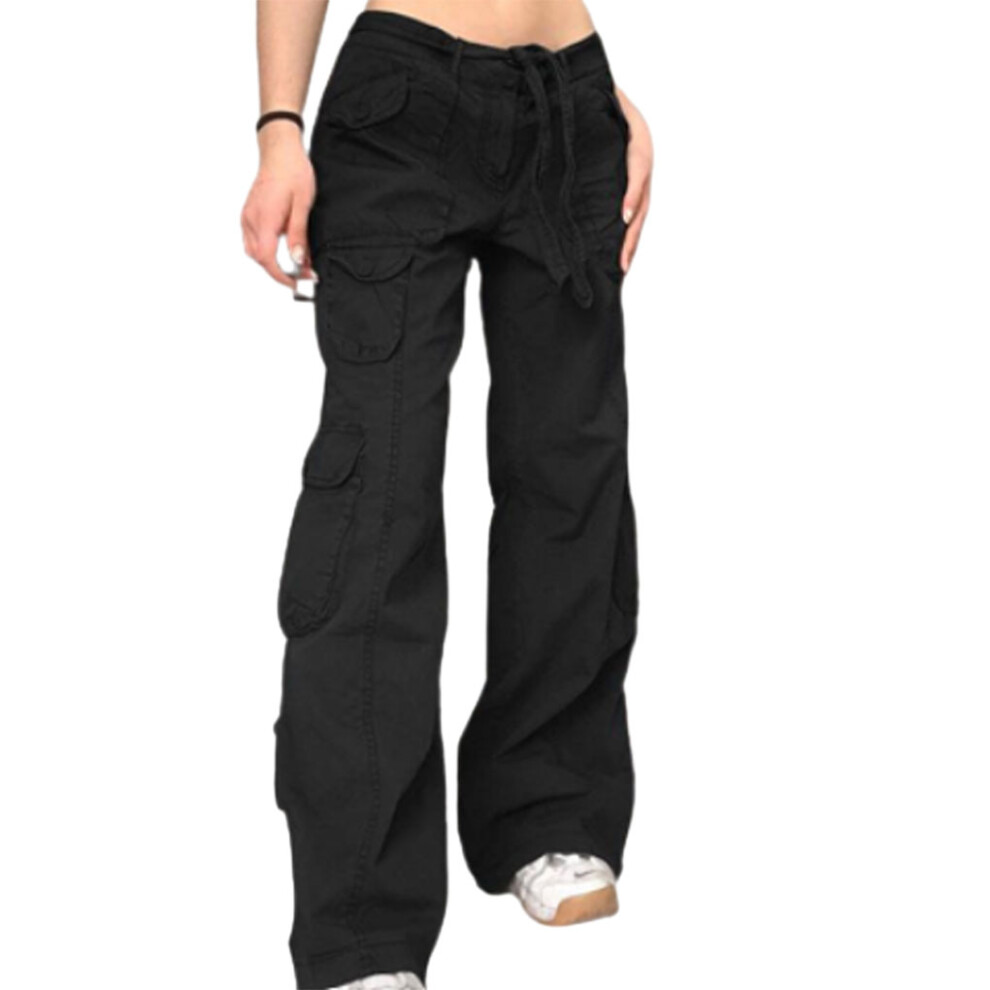 (black, M) Cotton Punk Baggy Vintage Trousers Wide Applicable Occasions-image-OPC-PMTVTZG-NEW