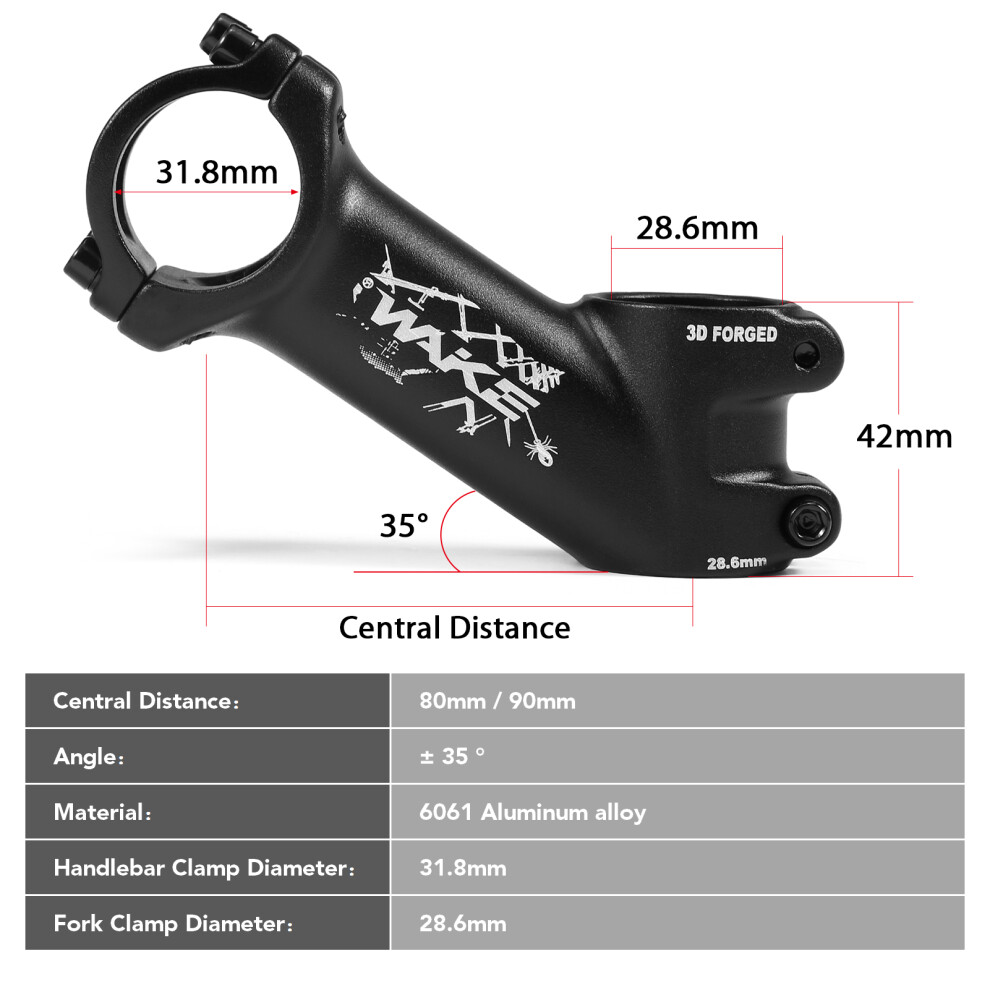 Mountain Bike Stem 35 Degree Ultralight Alloy 31.8mm Fit for Road & MTB Bikes-image-OPC-PMTW596-NEW