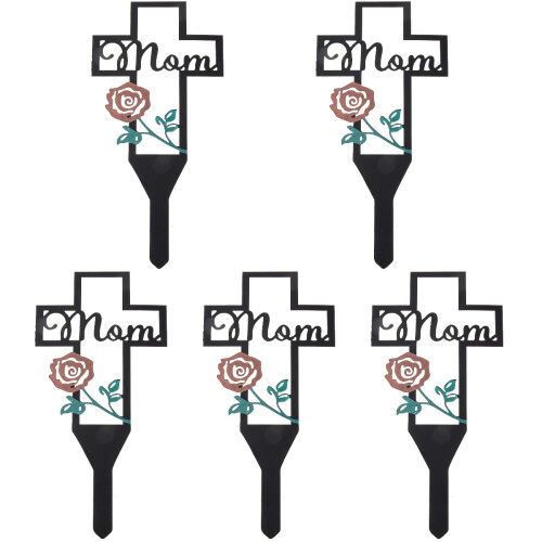 5 Pcs Headstone Cemetery Insert Memorial Decorations Stake Dad Mother 1