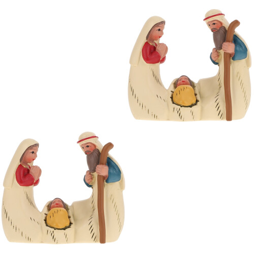 2 Pcs Miniature Nativity Figurine Tabletop Decor 2