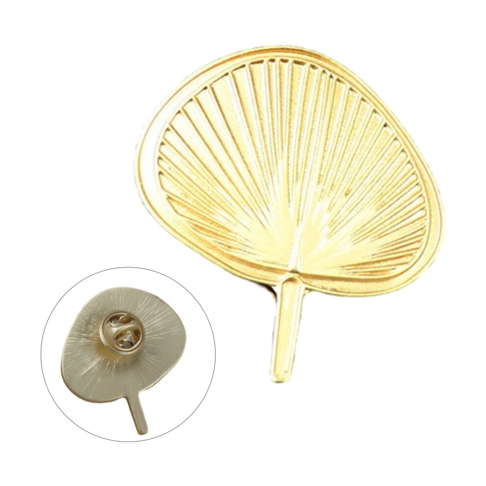Palms Leaf Fan Shape Metal Brooch Jewelry Lapel Pin Scarves-B