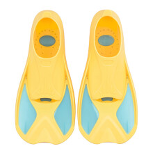 Kids Short Swim Fins Flippers, TPR, EU 30-33, Orange/Yellow