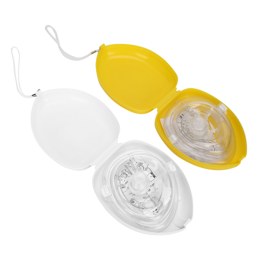 Yellow/White Pocket Resuscitator One-Way Valve Breathing Emergency Face Shield ()