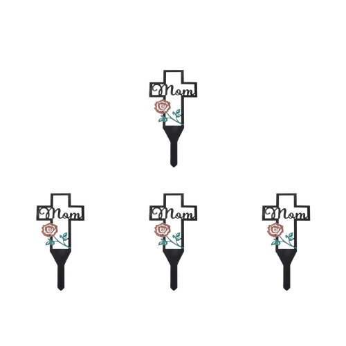 4Pcs Mom Design Cemetery Stake Decor For Outdoor Use 1