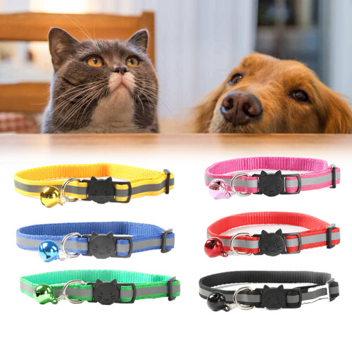 6 verstelbare reflecterende halsband kat hond 1
