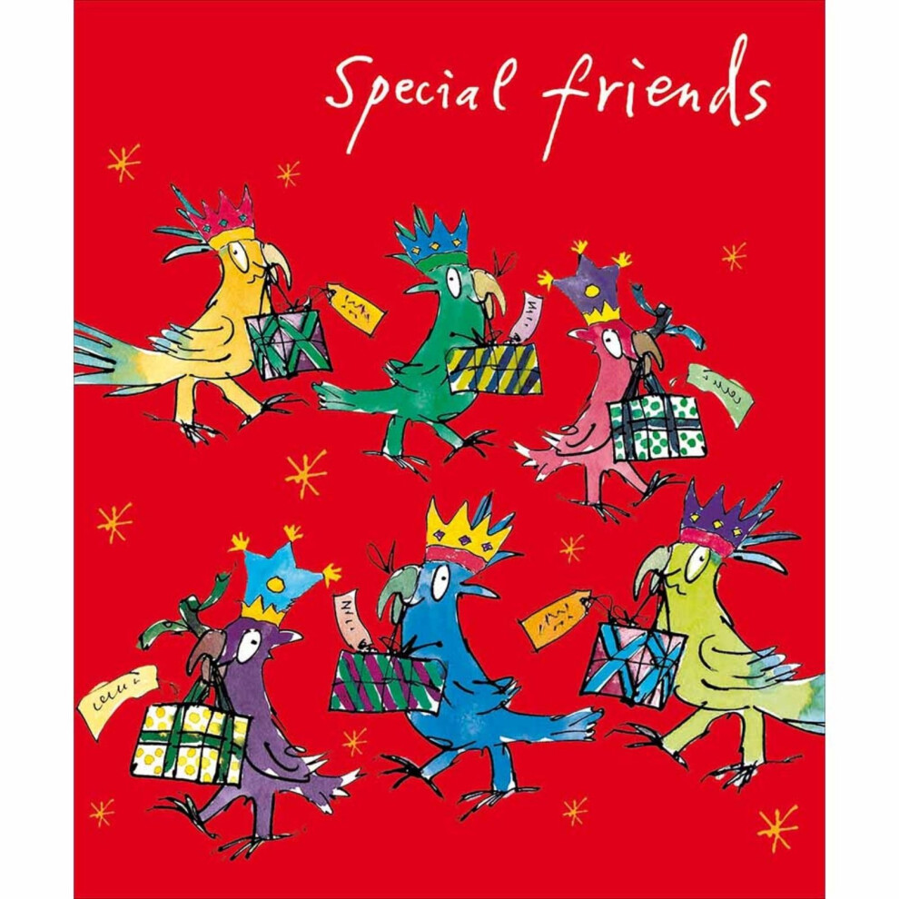 Woodmansterne Quentin Blake Special Friends Christmas Card Celebration Parrots Xmas Greetings