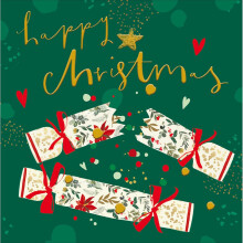 Artistic Christmas Card Gold Foiled Crackers Happy Christmas Xmas Greetings