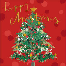 Artistic Christmas Card Gold Foiled Tree Happy Christmas Xmas Greetings