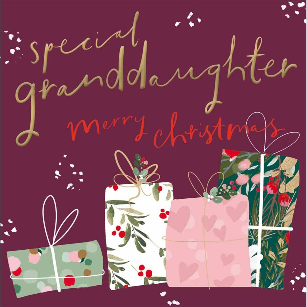 Woodmansterne Special Granddaughter Christmas Card Foiled Wrapped Presents Xmas Greetings Gold