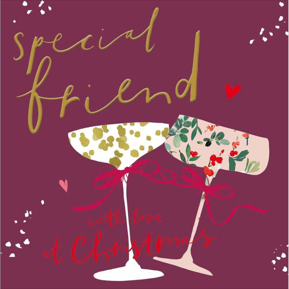 Woodmansterne Special Friend Christmas Card Artistic Foiled Cocktail Glasses Xmas Greetings
