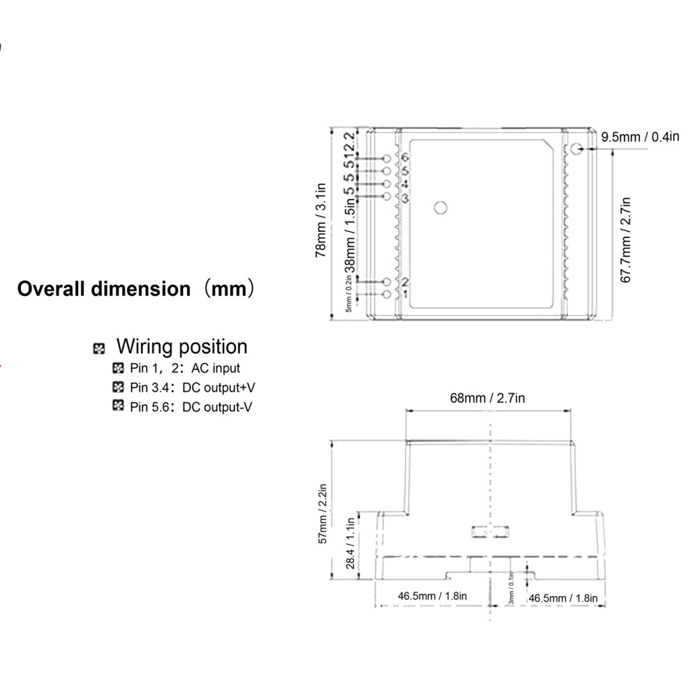 Dr-45-12 45W 12V Industrial Din Rail Power Supply, Abs, Compact Size 7681359573709