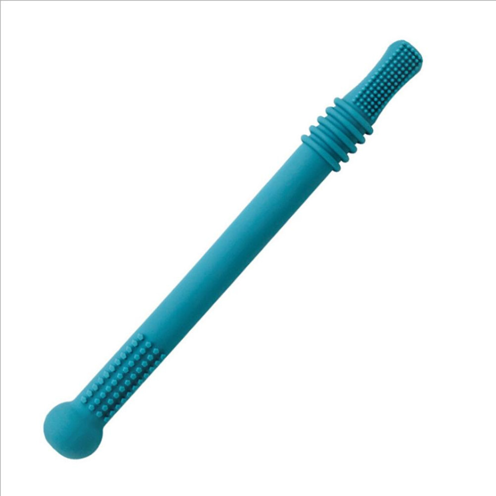 Baby Silicone Teether Tube Chew Toy Hollow Straw Style 6.8 inches Yellow