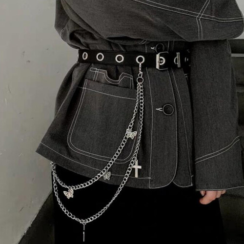 corrente de punk metal dupla camada com para roupas 2
