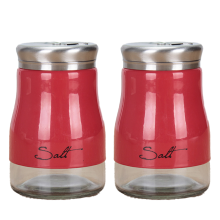 Conjunto de saleiro e pimenteiro decorativo para cozinha, estilo vintage, com tampa de aço inoxidável e corpo de vidro transparente. Recarregáveis