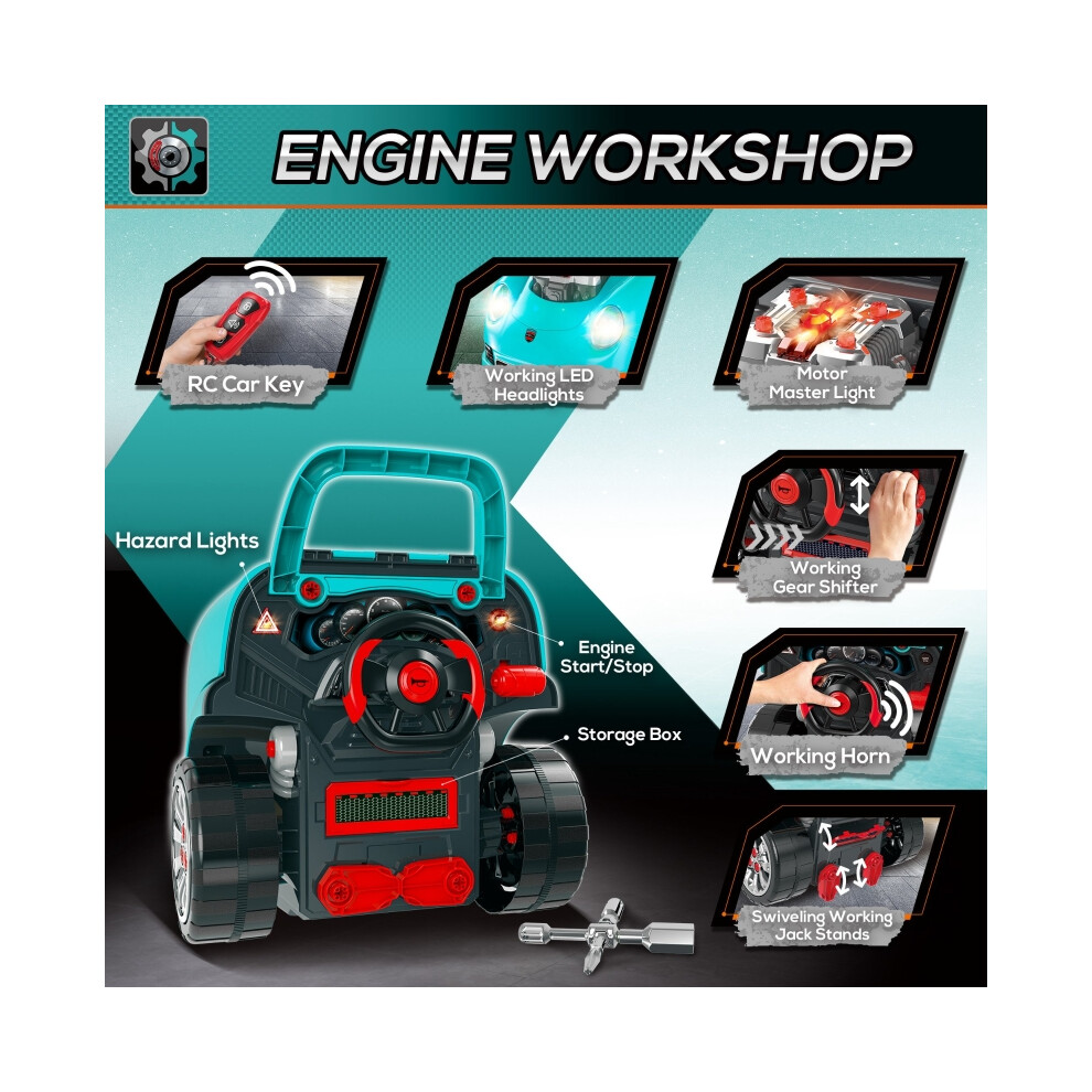 Teal Kids Truck Engine Toy Set with Light Horn and Car Key Perfect for 3-5 Year Olds Made of Durable Plastic-image-OPC-PMTX9YN-NEW