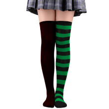 Different Color Stockings Striped Stocking-Black green black w