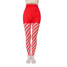 Colorful Striped Tights Christmas Holiday-Red and White Diagon