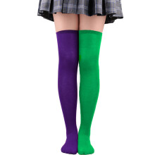 Striped Stockings Over The Knee Long Socks-Purple green