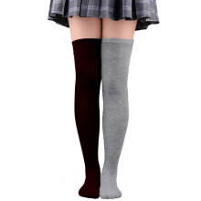 Different Color Stockings Over The Knee Long Socks-Black gray