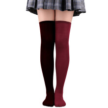 Different Color Stockings Thigh High Stockings-Black wine