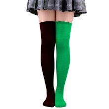 Striped Stockings Christmas Long Stockings Over knee-dark green