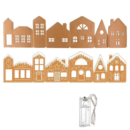 Foldable Gingerbread Village Kit With Structurally Stable House And