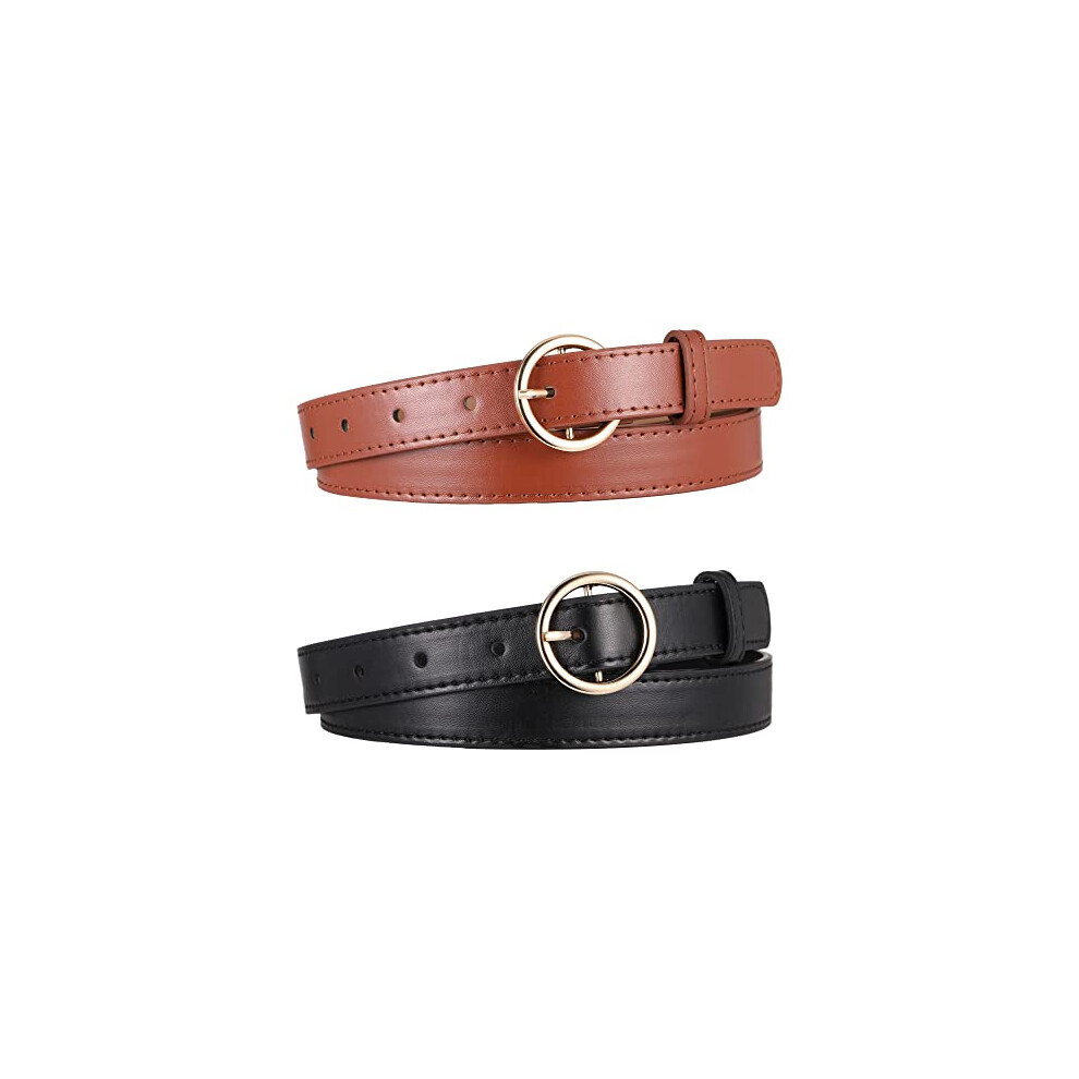 (BlackKhaki) 2pcs/set Strong Structure Women Belt With Neat Look And Timeless-image-OPC-PMTXKBH-NEW