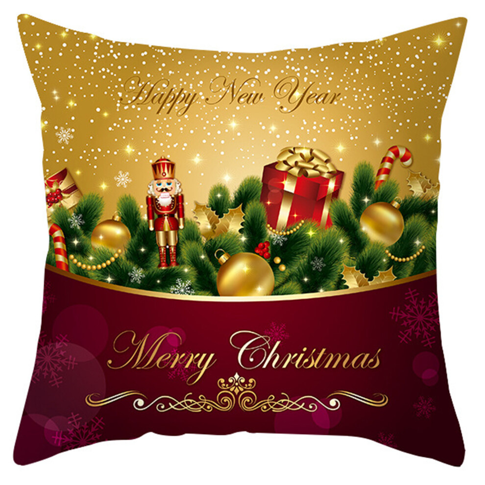 Christmas Pillow For Case Santa Claus Polyester Velvet-5 Gold