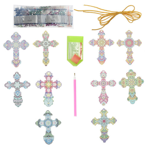 ensemble peinture croix, pendentif image à suspendre