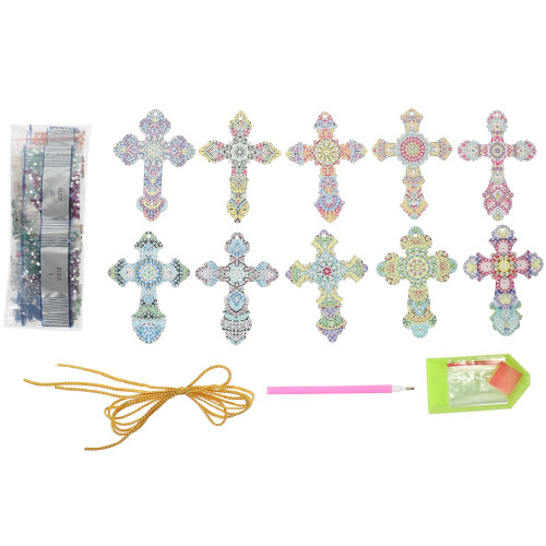 ensemble peinture croix, pendentif image à suspendre 1
