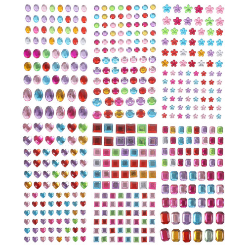 24 Sheets Self Adhesive Face Gems Rhinestones For Makeup Decor