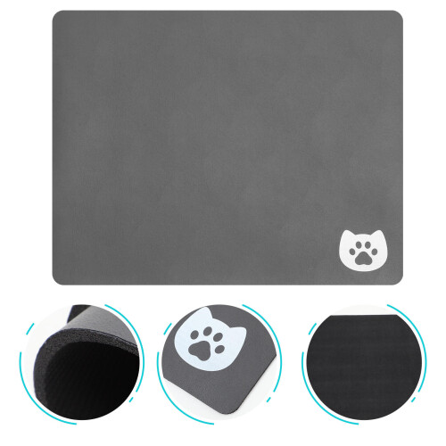Pet Food Mats Grey Silicon Dioxide 1 Set For Feeding Time 2