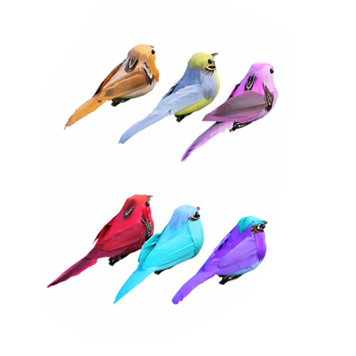 12 Pcs Colorful Simulation Bird Decor For Garden Yard