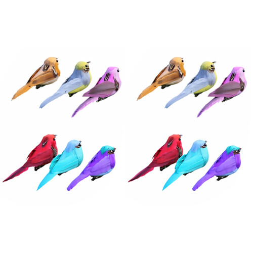 12 Pcs Colorful Simulation Bird Decor For Garden Yard 1