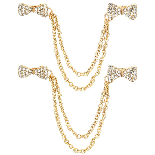 2Pcs Lady Cardigan Clips Bow Collar Pins