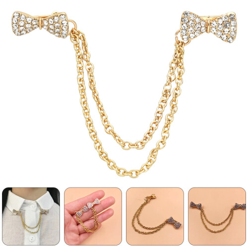 2Pcs Lady Cardigan Clips Bow Collar Pins 2