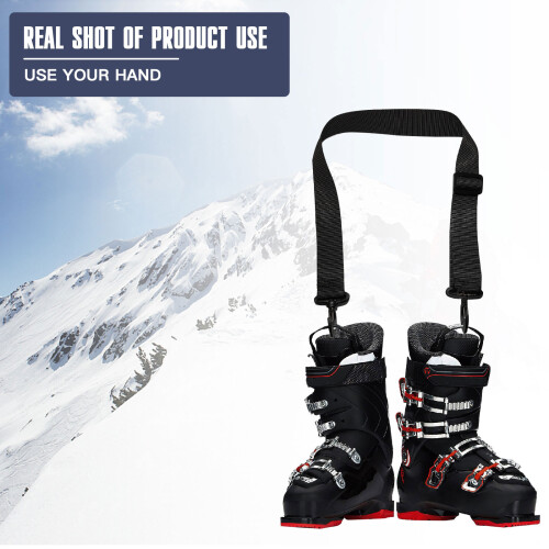 2Pcs Ski Boot Hand Straps Black Nylon Carrier for Snowboard Boots 2