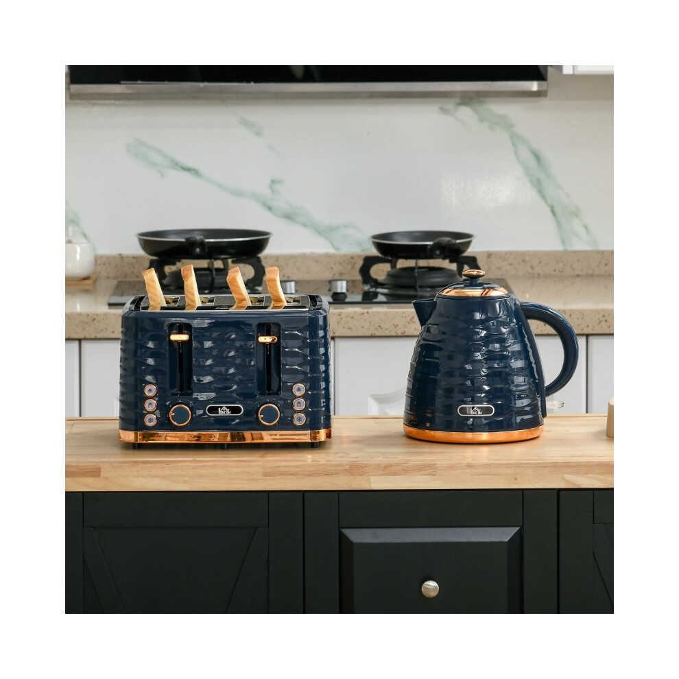 Blue 3000W 1.7L Electric Kettle & 4 Slice Toaster Set with Rapid Boil Function Adjustable Browning & Removable Crumb Tray-image-OPC-PMTY8VT-NEW