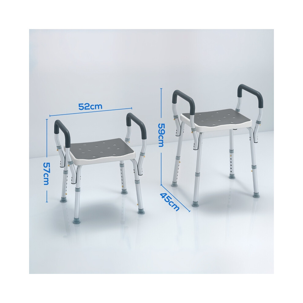 Heavy-Duty Aluminium Frame Bath Seat 57-69cm Stable Shower Chair with Anti-Slip Base & Flexible Height Adjustment-image-OPC-PMTY99Z-NEW