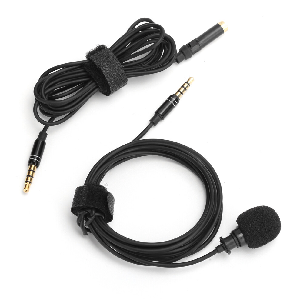 Mini 3.5Mm Lavalier Microphone 2M Clip-On Audio For Recording Black 4671359614376