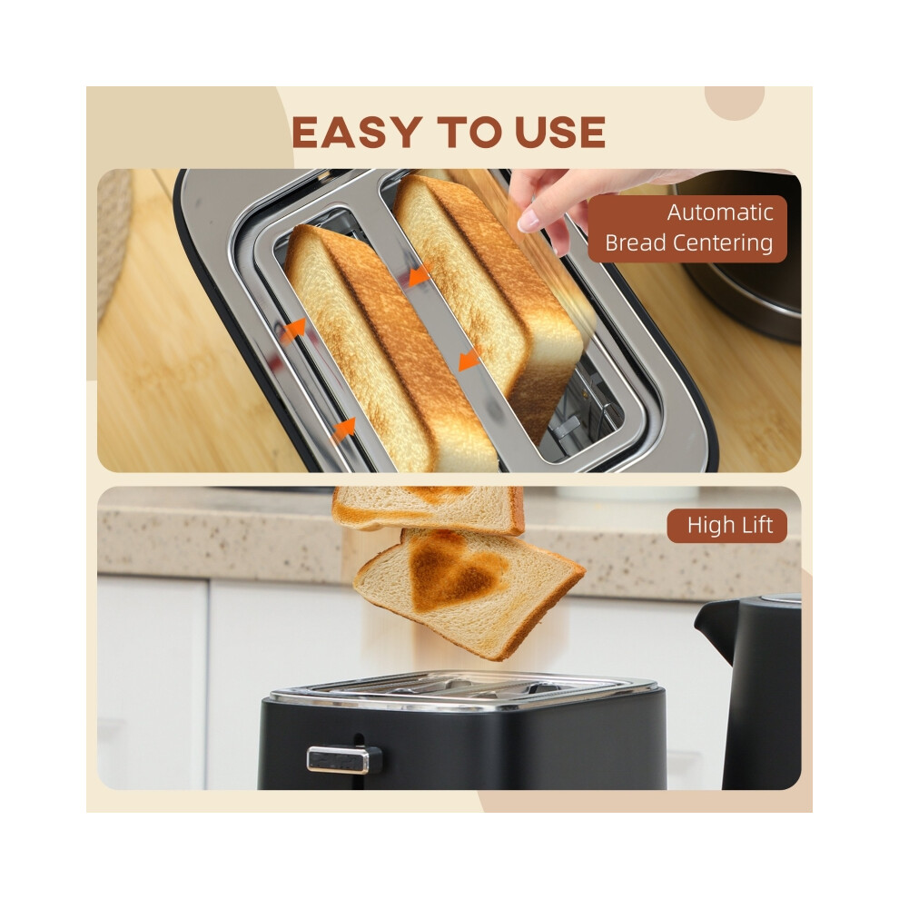 Fast Boil Kettle & Toaster Set 1.7L 3000W 2 Slice Toaster with Multiple Browning Controls Defrost & Reheat Black-image-OPC-PMTY9CV-NEW