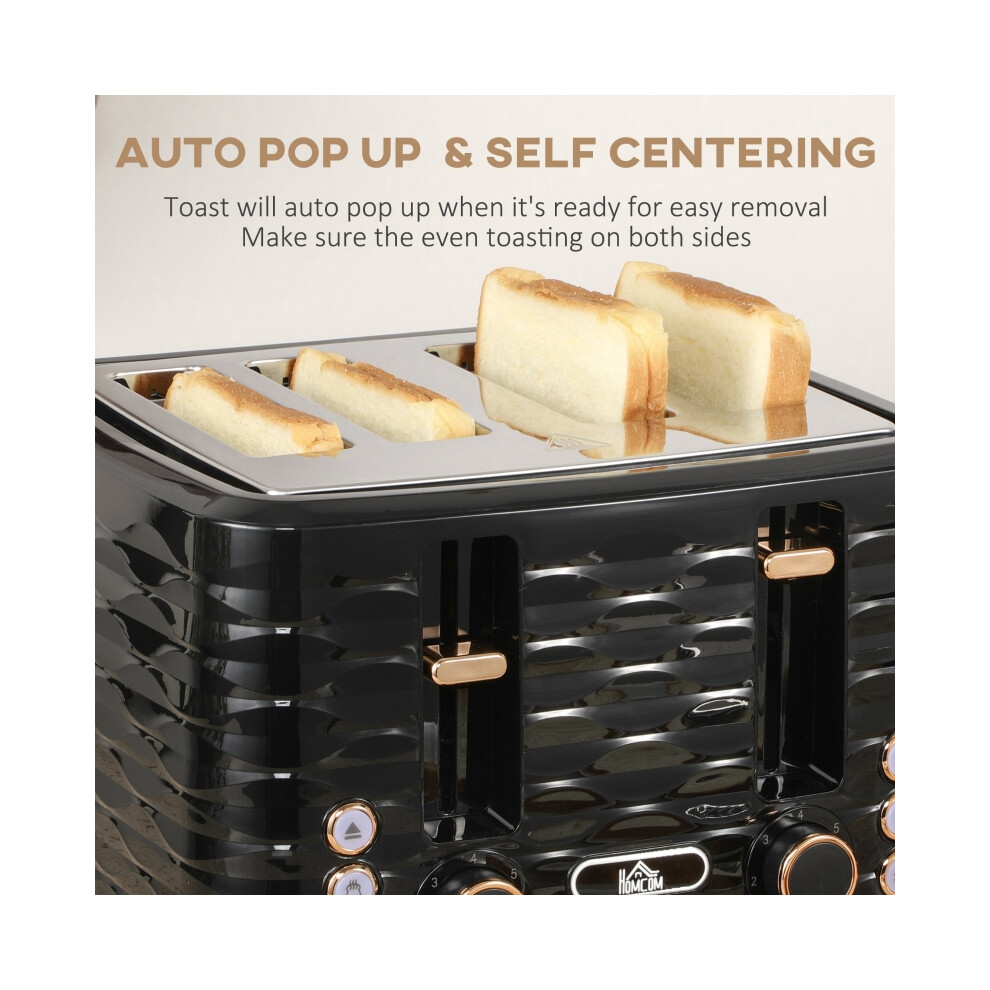 Electric Kettle and Toaster Sets 3000W 1.7L Rapid Boil 4 Slice 7 Browning Controls Reheat Defrost Black-image-OPC-PMTY9XC-NEW