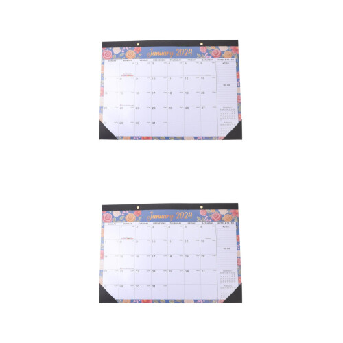 2 Pcs Office Calendar Hanging Plan Note 2024 Assorted Color 1